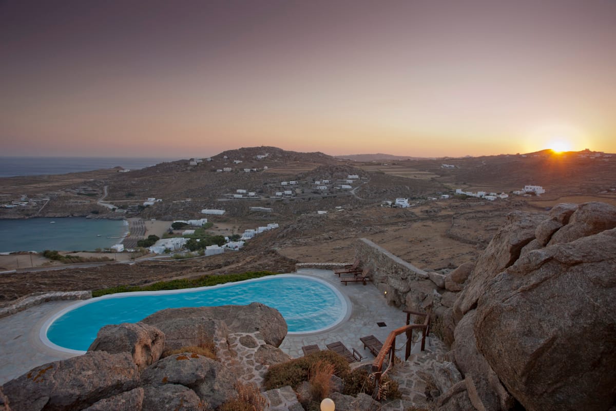 Sunset over the pool